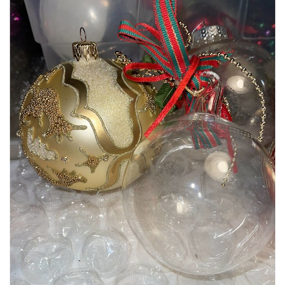 Vintage 4in Embellished Mixed Lot Blown Glass Christmas Ornaments 3E33 - Picture 7 of 11